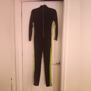 Royal blue jumpsuit with neon yellow accent stripes size medium super comfy